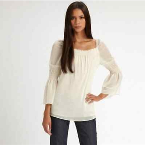 Theory 100 % Silk Peasant Alterina Purple Blouse Size M - Picture 1 of 8